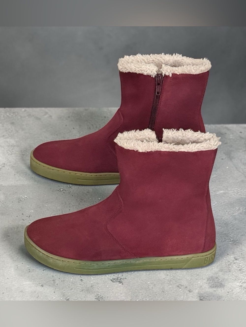 Birkenstock Women’s 36 / 5 - 5.5 Burgundy Suede Shearling Lined Ankle Zip Boots - Picture 4 of 13